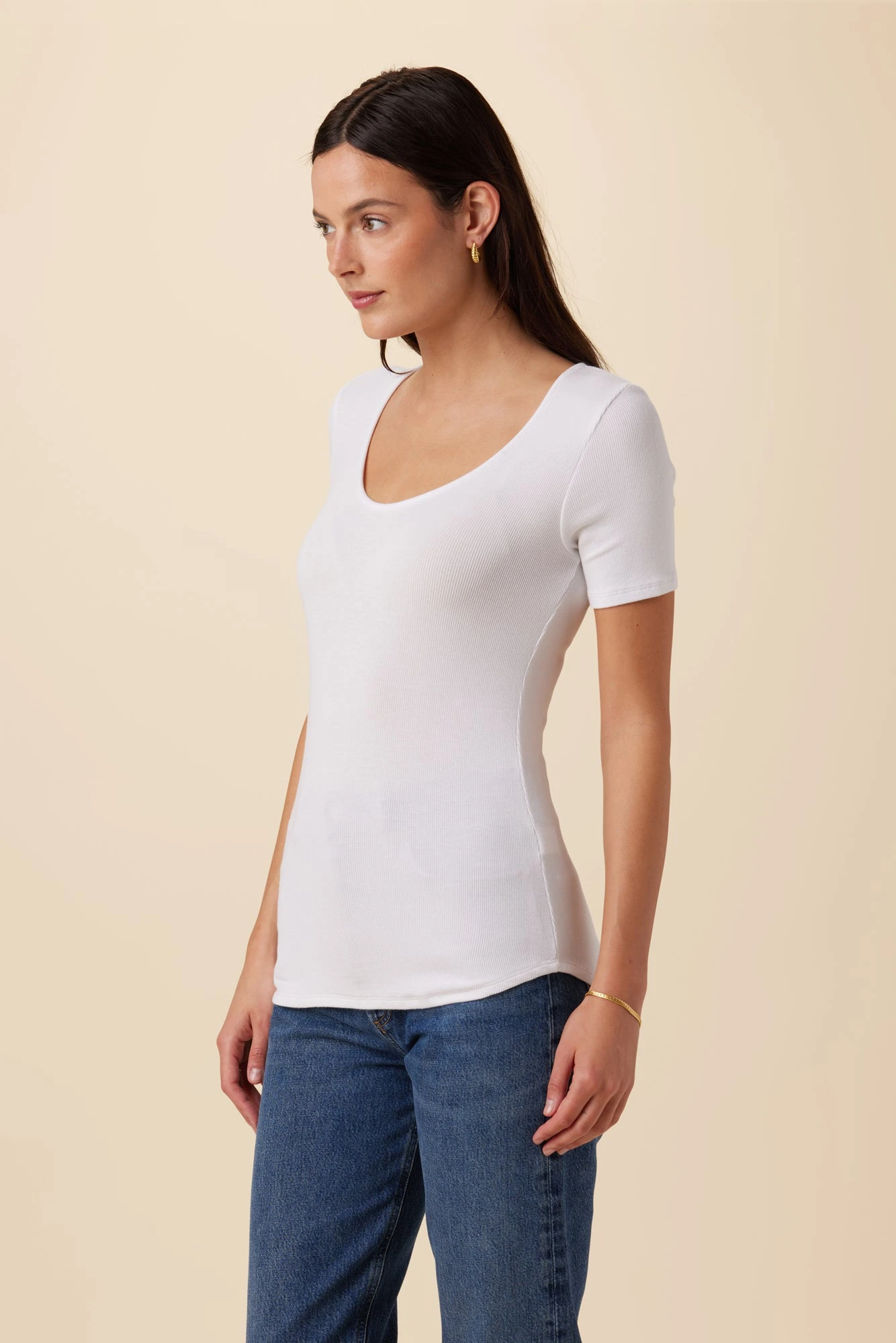 Itana Dream Rib Tee - White 2 Itana Dream Rib Tee - White - Image 2