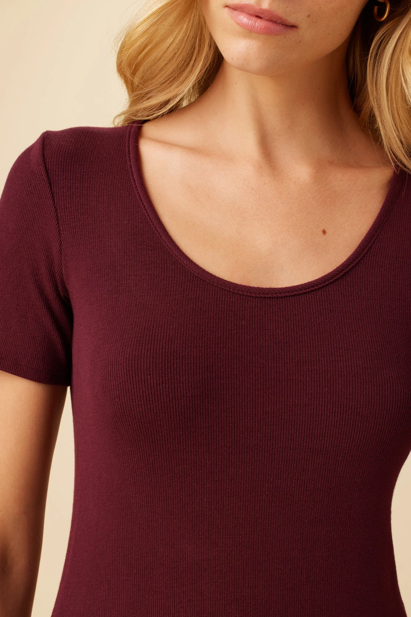 Itana Dream Rib Tee - Plum 4 Itana Dream Rib Tee - Plum - Image 4