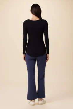 Itana Long Sleeve Dream Rib Tee - Black -Swish Drape Sales 0018 Short Sleeve Itana Black 3 3fa4681c cb76 48d2 bfb5 f1e2cd50d4d2