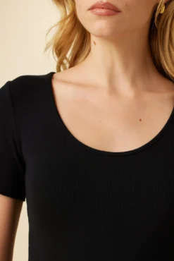 Itana Dream Rib Tee - Black -Swish Drape Sales 0018 Short Sleeve Itana Black 4