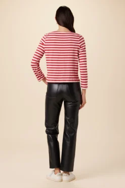 Cecelia Long Sleeve Reverie Knit Tee - Zinnia And Ivory -Swish Drape Sales 0052 LS Cecelia Zinnia Ivory Stripe 3