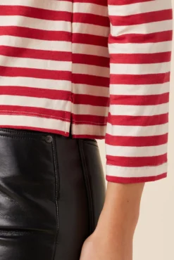 Cecelia Long Sleeve Reverie Knit Tee - Zinnia And Ivory -Swish Drape Sales 0052 LS Cecelia Zinnia Ivory Stripe 4