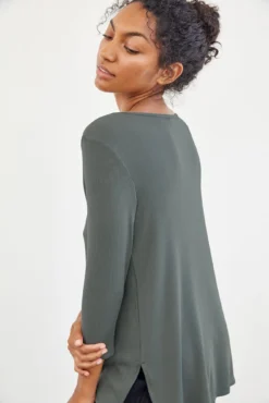 Celine 3/4 Sleeve Dream Rib Tee - Moss -Swish Drape Sales 0069 Celine Moss 1156 web 195330cb 35eb 4926 b1d8 e80d1ded81c6