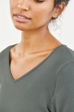 Celine 3/4 Sleeve Dream Rib Tee - Moss -Swish Drape Sales 0069 Celine Moss 1164 web e492acb5 8b2a 473b af02 a7d8c54181b0