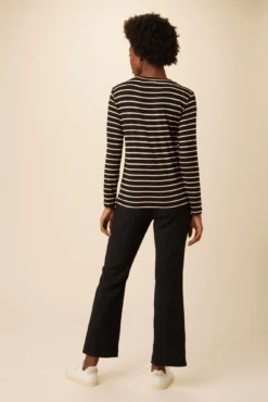 Berkeley Long Sleeve Dream Knit Tee - Black And Rose -Swish Drape Sales 0108 Berkeley Long Sleeve Black and Rose 3