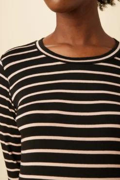 Berkeley Long Sleeve Dream Knit Tee - Black And Rose -Swish Drape Sales 0108 Berkeley Long Sleeve Black and Rose 4