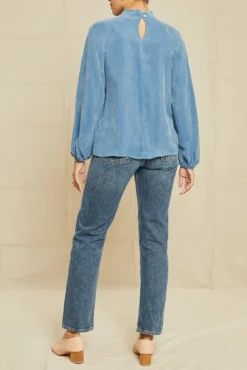 Papillon Cottonseed Cupro Blouse - Azure -Swish Drape Sales 0156 Papillon Azure V2 15910 web 0443973c b711 49fd a984 e9b2cec2463f