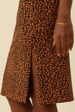 Vindy Reverie Knit Skirt - Almond Leopard Print -Swish Drape Sales 0220 Vindy Almond Leopard 5