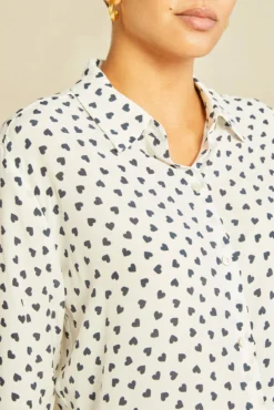 Bixby Washable Silk Blouse - Heart Ivory Navy Print -Swish Drape Sales 0263 Bixby Heart Ivory Navy 1409 web f8190b6a ff79 4808 a0bb ca666b06b9e3