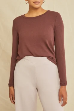 Berkeley Long Sleeve Dream Rib Tee - Mocha