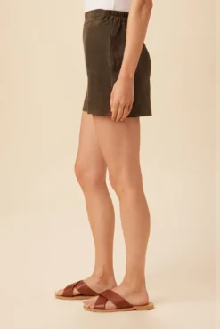 Palo Cottonseed Cupro Short - Olive -Swish Drape Sales 0352 Palo Olive 2
