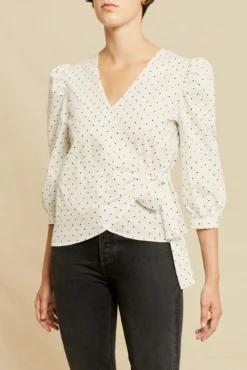 Linette Upcycled Cotton Blouse - Polka Dot