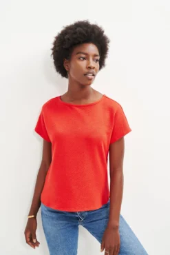 Chessa Scallop Knit Tee - Carmine -Swish Drape Sales 0392 Chessa Carmine 2435 web 8fbac6ba 1b0b 4333 bea9 9000beb79046