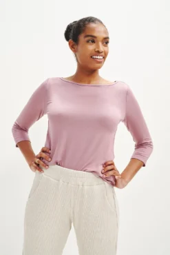 Francoise 3/4 Sleeve Dream Knit Tee - Lilac