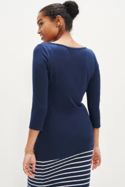 Francoise 3/4 Sleeve Dream Knit Tee - Ocean -Swish Drape Sales 0422 3Q Slv Francoise Ocean 1361 web 34cc9239 a643 4082 b5b3 4214d12e6b57