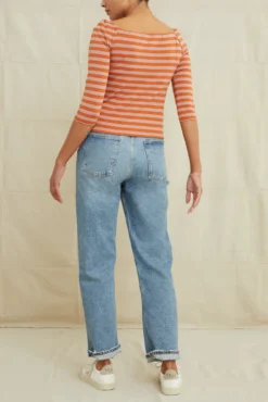 Amela 3/4 Sleeve Reverie Knit Tee - Quartz And Umber -Swish Drape Sales 0590AmelaParisStripeQuartzUmber 1611 web 41a53675 f44c 44ca 84c1 68263c3cd3b8