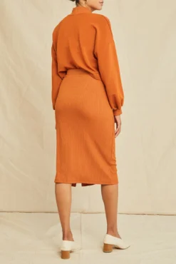 Gadot Paris Rib Skirt - Umber -Swish Drape Sales 0612 Gadot Umber 0902 web 4430a032 7c13 4786 aebf f4b20e3fb38d