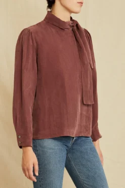 Olivet Cottonseed Cupro Blouse - Mocha -Swish Drape Sales 0710 Olivet Cottonseed Cupro Mocha 1428 web 69dbf1bd 6a37 4abb b8d6 97a77c79ce31