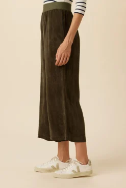 Salice Mixed Cupro Pants - Olive -Swish Drape Sales 0721 Salice Mixed Media Olive 2