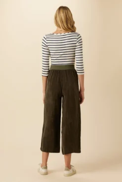 Salice Mixed Cupro Pants - Olive -Swish Drape Sales 0721 Salice Mixed Media Olive 3