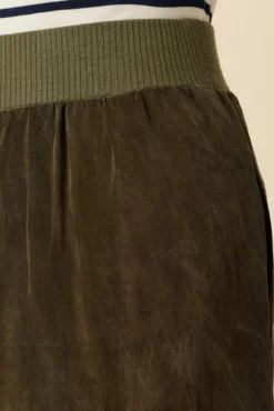 Salice Mixed Cupro Pants - Olive -Swish Drape Sales 0721 Salice Mixed Media Olive 5