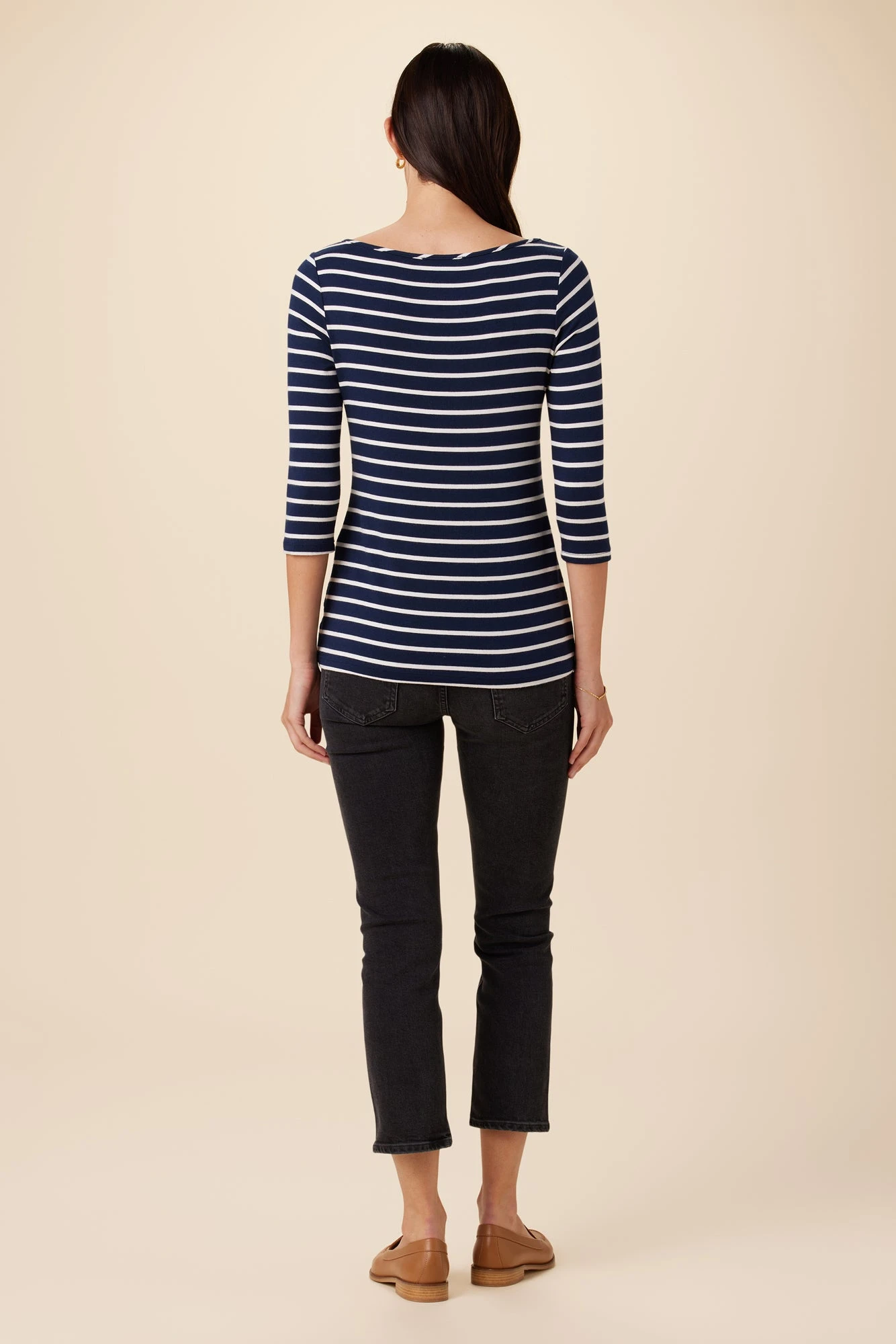 Francoise 3/4 Sleeve Dream Knit Tee - Basque Stripe 3 Francoise 3/4 Sleeve Dream Knit Tee - Basque Stripe - Image 3