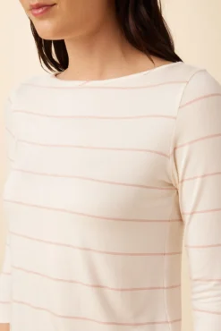 Francoise 3/4 Sleeve Dream Knit Tee - Havana Stripe Rose -Swish Drape Sales 1005 3 4 Slv Francoise Havana Stripe Natural Pink 4
