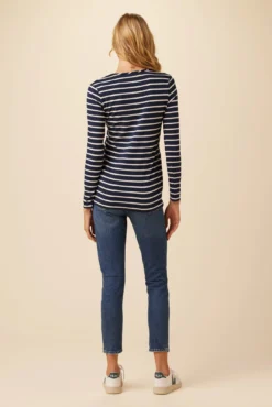 Itana Long Sleeve Dream Knit Tee - Basque Stripe -Swish Drape Sales 10070 LS Itana Dream Knit Basque Stripe 3