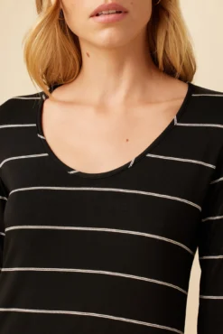 Itana Long Sleeve Dream Knit Tee - Havana Stripe Black -Swish Drape Sales 10070 LS Itana Dream Knit Black Havana Stripe 4
