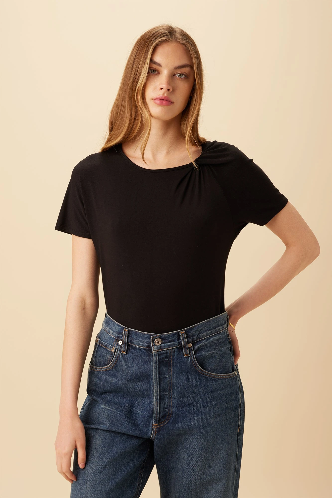 Mallorca Dream Knit Tee - Black 1 Mallorca Dream Knit Tee - Black