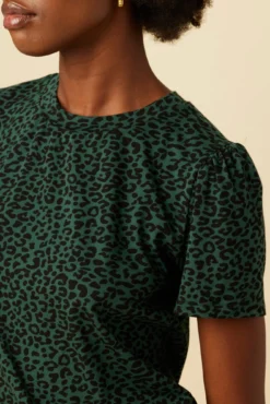 Odilia Reverie Knit Tee - Forest Leopard -Swish Drape Sales 10089 Odilia Reverie Forest Leopard 4
