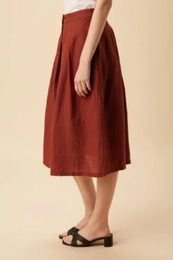 Mariah Linen Skirt - Rust -Swish Drape Sales 10205 Mariah Linen Rust 2