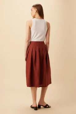 Mariah Linen Skirt - Rust -Swish Drape Sales 10205 Mariah Linen Rust 3