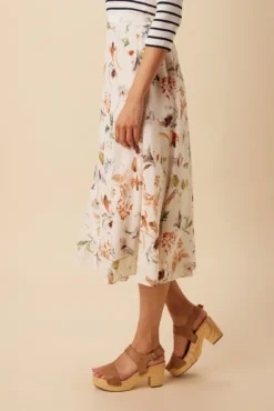 Blaze Washable Silk Skirt - Botanic Floral Ivory -Swish Drape Sales 10227 Blaze Silk Lined Botanic Floral Ivory 2