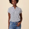 Renata Washable Silk Blouse - Squared Up White