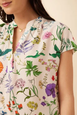 Renata Washable Silk Blouse - Stella Floral White 9 Renata Washable Silk Blouse - Stella Floral White -Swish Drape Sales 1068 Renata Stella White 4
