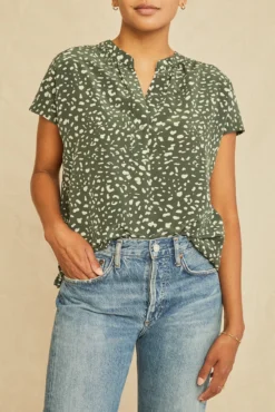 Renata Washable Silk Blouse - Rocher Dot