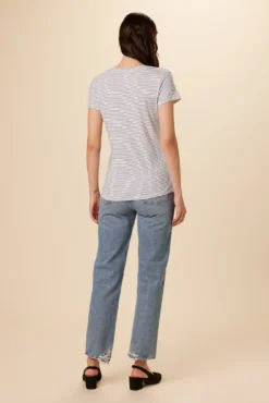 Joline Tee - Gigi White Stripe -Swish Drape Sales 1334 Joline Gigi Stripe White 3