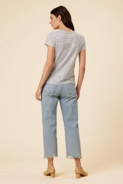 Leif Tencel Slub Tee - Gigi White Stripe -Swish Drape Sales 1335 Leif Gigi Stripe White 3