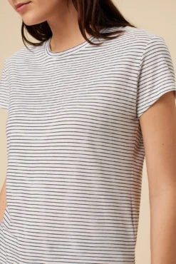 Leif Tencel Slub Tee - Gigi White Stripe -Swish Drape Sales 1335 Leif Gigi Stripe White 4