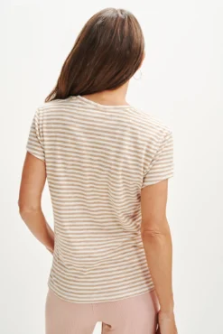 Leif Reverie Slub Tee - Soleil Stripe Tan -Swish Drape Sales 1335 Leif Soliel Stripe Tan Ivory 1214 web 04514b9c 50f8 4681 a45a c5e2b723bd78