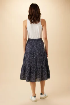 Silas Organic Cotton Midi Skirt - Trieste Dot -Swish Drape Sales 19 10185 Silas Trieste Dot 3