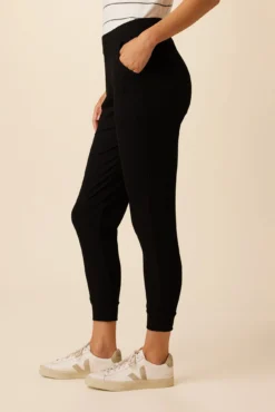 Skylar Paris Rib Joggers - Black -Swish Drape Sales 2050 Skylar Black 2
