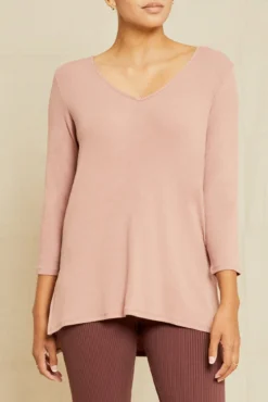 Celine 3/4 Sleeve Dream Rib Tee - Quartz