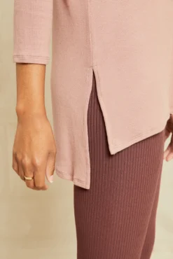 Celine 3/4 Sleeve Dream Rib Tee - Quartz -Swish Drape Sales 211013 AV October ECOMM 0069CelineQuartzDreamRib 8375 web 4f52dee3 d01c 4866 8b9d 98e0c62fe968