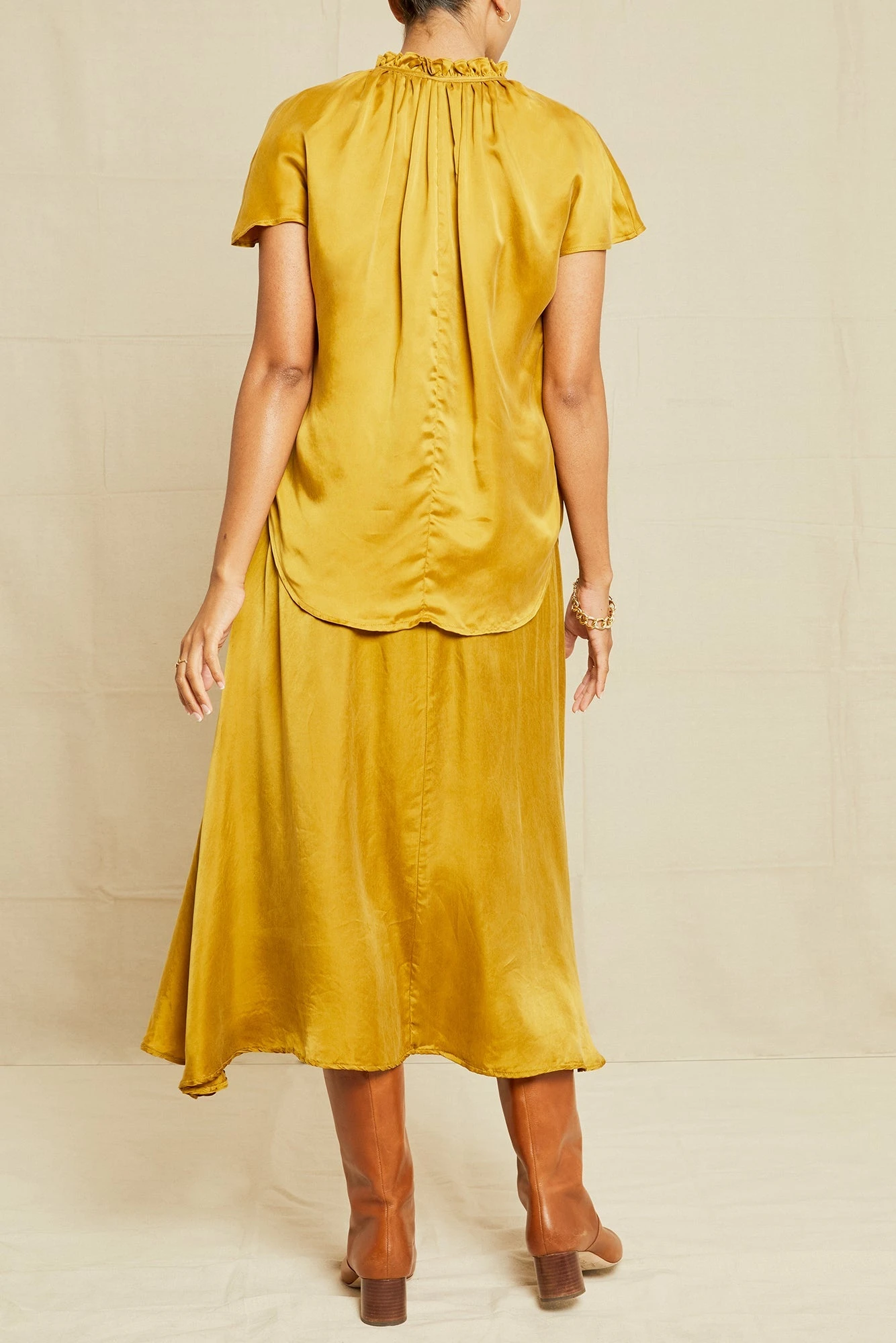 Ruby Cottonseed Cupro Blouse - Gold 3 Ruby Cottonseed Cupro Blouse - Gold - Image 3