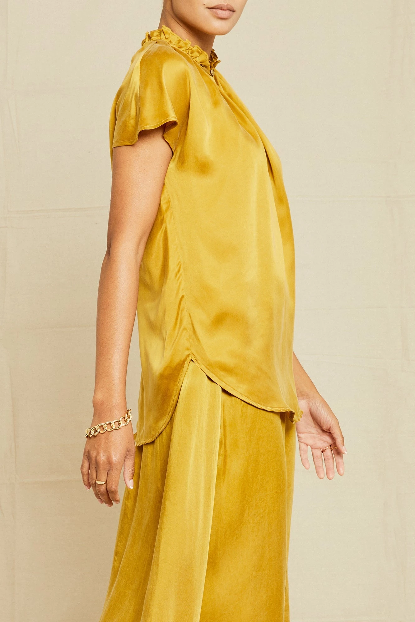 Ruby Cottonseed Cupro Blouse - Gold 2 Ruby Cottonseed Cupro Blouse - Gold - Image 2