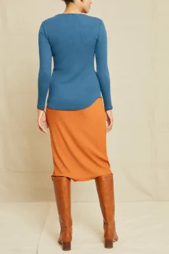 Itana Long Sleeve Dream Rib Tee - Azure -Swish Drape Sales 211013 AV October ECOMM 9456ItanaAzureDreamRib 8269 web 3c8ae350 0c90 4e16 899a d8c6cce8373b