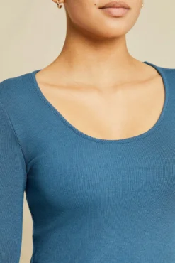 Itana Long Sleeve Dream Rib Tee - Azure -Swish Drape Sales 211013 AV October ECOMM 9456ItanaAzureDreamRib 8308 web cc827db3 8233 40eb 8ad0 f8f8edeb7baf
