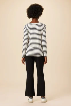 Berkeley Long Sleeve Dream Knit Tee - Marine Stripe -Swish Drape Sales 21 0108 Long Sleeve Berkeley Marine Stripe 3